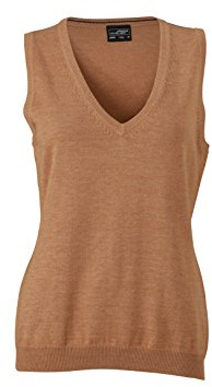 James & Nicholson Damen V-Neck Pullunder, Beige (Camel), 36 (Herstellergröße: M)