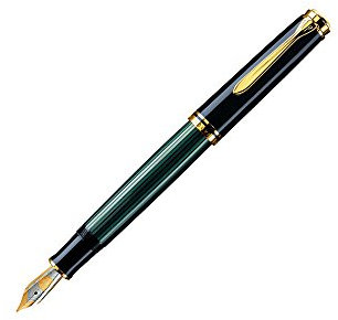 Pelikan Füllhalter Souverän 600, Schwarz-Grün, Feder F (fein), hochwertiger Kolbenfüller im Geschenk-Etui, 980011
