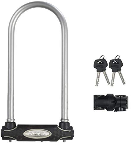 MASTER LOCK Heavy Duty Bike D Lock [Key] [Universal Mounting Bracket] [Certified Bike Lock] [Long Shackle] [Silver] 8195EURDPROLWS - Ideal for All Kinds of Bike