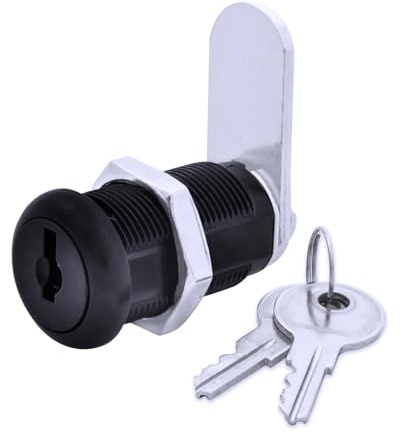 FJM Security 9100A-BLK-KA Disc Tumbler Cam Lock with 1-3/8 Cylinder and Black Finish, Keyed Alike