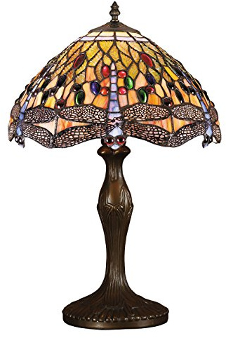 BELOFAY Dragonfly Tiffany Lamps, Stained Glass Handmade Tiffany Lights Table Lamps for Bedrooms, Living Room and Lounge | 12x18 Inches Complete Height (WxH)