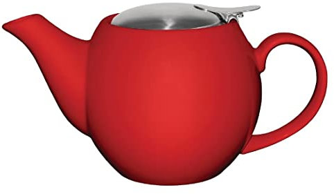 Olympia Théière rouge en grès 510 ml, couvercle métallique amovible, passe au lave-vaisselle, usage professionnel et domestique, GM594