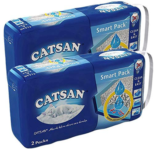 Catsan Smart Pack Cat Litter, 2 Inlays, 4 kg, Pack of 2, Highly Absorbent Cat Litter System for Everyday Use, Helps Control Odours and Maintain Tray Hygiene