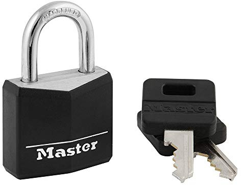 Master Lock 131D Vorhängeschloss aus Aluminium, 1-3/16 Zoll (30 mm) breit, 1 Stück, Schwarz