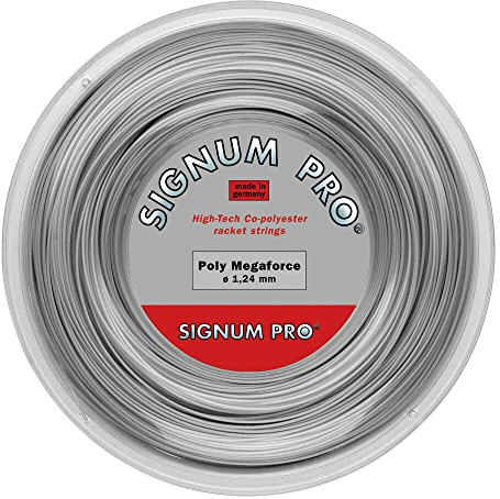 Signum Pro Poly Megaforce 200M Silber Tennis Saitenrolle 200m Monofil Silber 1,29