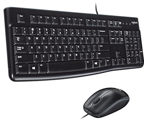 Logitech MK120 Wired Keyboard and Mouse Combo for Windows, QWERTY US International Layout - Black
