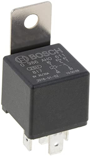 Bosch 0986AH0611 Mini Relay 6V 20A, IP5K4, Operating Temperature from -40 Degree to 100 Degree C, 5 Pin Relay with Holder