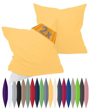 npluseins Renforcé-Kissenbezüge im Doppelpack - 100% Baumwolle - schlicht und edel 698.898, 80 x 80 cm, gelb