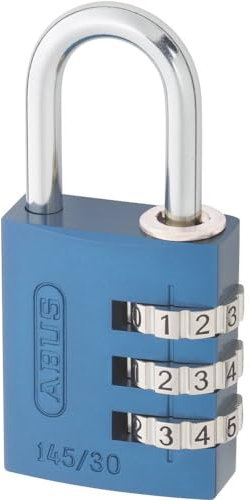 ABUS Zahlenschloss 145/30 Blau - Kofferschloss, Spindschloss u. v. m. - Aluminium-Vorhängeschloss - individuell einstellbarer Zahlencode - ABUS-Sicherheitslevel 3