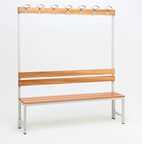 Garderobenbank mit Haken 1-seitig HxBxT 170x150x30 cm Marke Szagato | Umkleidebank, Umkleide Sitzbank, Garderobe mit Sitzbank, Bank für Garderobe, Sitzbank Garderobe, Kindergarderobe mit Sitzbank