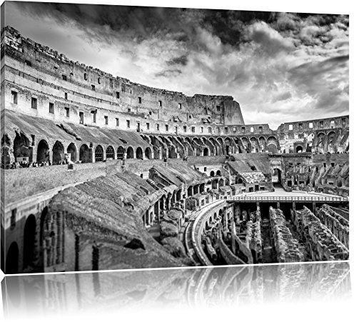 Pixxprint Kolosseum in Rom B&W, Größe: 60x40cm, Leinwandbild, fertig gespannt, Wandbild, Dekoration, Kunstdruck, kein Poster