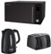Russell Hobbs 30 L Digital Microwave with Textures Kettle, 1.7 L, 3000 W and Textures 4 Slice Toaster - Black