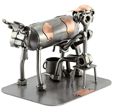 Steelman24 - Schraubenmännchen Bauer mit Kuh - Handarbeit - Geschenkidee - Stahlfigur - Metallfigur - Metallmännchen