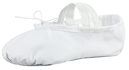 tanzmuster Ballettschuhe Mädchen - DANI - ganze Ledersohle- Weiß Größe 36 - Ballettschläppchen für Kinder - weiße Tanzschuhe fürs Ballett