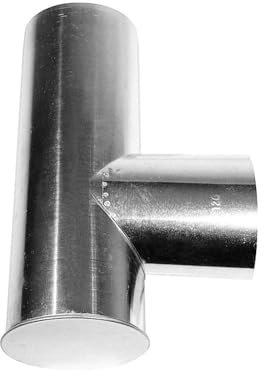 Kamino Flam Kapselknie (T-Stück aus feueraluminiertem Stahl, rostfreies Rauchrohr als Verbindung zwischen Ofenrohren, geprüft nach Norm EN 1856-2, Maße: ca. Ø 130/130 x L 330 mm) silber