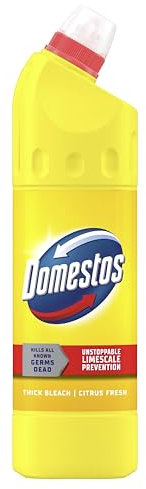 Domestos Citrus Fresh Thick Bleach disinfectant that eliminates 99.99% of bacteria and viruses* unstoppable limescale prevention 750 ml