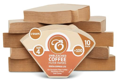 1000 Size 4 Coffee Filter Paper Cones, Unbleached by EDESIA ESPRESS