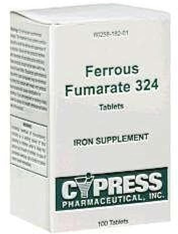 Cypress Pharmaceutical Ferrous Fumarate 324 Tablets, Boxed, 100ct