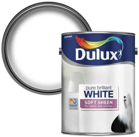 Dulux Soft Sheen Emulsion Paint For Walls And Ceilings - Pure Brilliant White 5L