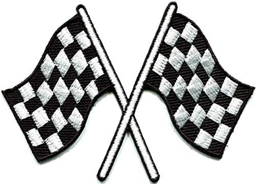 Checkered flag chequered auto car racing rockabilly applique iron-on patch by TKPatch
