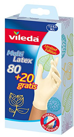 Vileda Multilatex Guanti Monouso in Lattice, 80+20, Taglia M/L