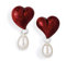 Heartbreaker rote Herz Ohrstecker mit Süßwasserperle in Echtsilber/Kollektion Crown of my Heart/Ohrringe aus 925 Sterlingsilber/Herz Ohrstecker für Damen/LD LP 24 RM