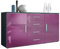 Vladon Sideboard Kommode Faro, Made in Germany, Korpus in Schwarz matt/Front in Brombeer Hochglanz (139 x 72 x 35)