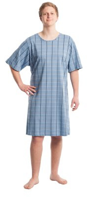 Suprima Pflegehemd für Herren, Gr. M/L - karo blau