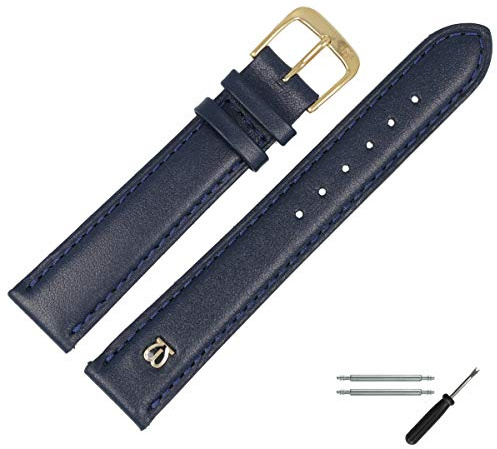 MARBURGER Uhrenarmband 14mm Leder Glatt Mit Naht - Werkzeug Montage Set 10014