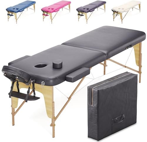 Beltom® Mobile Massagetisch Massageliege Massagebank 2 zonen klappbar THERAPIELIEGE +TA. - Schwarz
