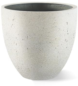 Luca Lifestyle Pflanzkübel ''Grigio Egg Pot'' Creme Weiß Rund Fiberglas *5 Jahre Garantie* - 60x60x54 cm - Premium Qualität - F602