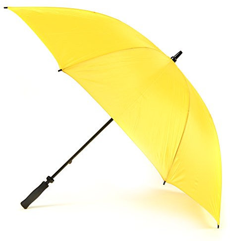Jollybrolly Yellow Golf Umbrella – Fibreglass Sitck Umbrella, Windproof, Waterproof, Large Canopy for Sun Protection, Long Handle, Perfect for Golf & UK Weather