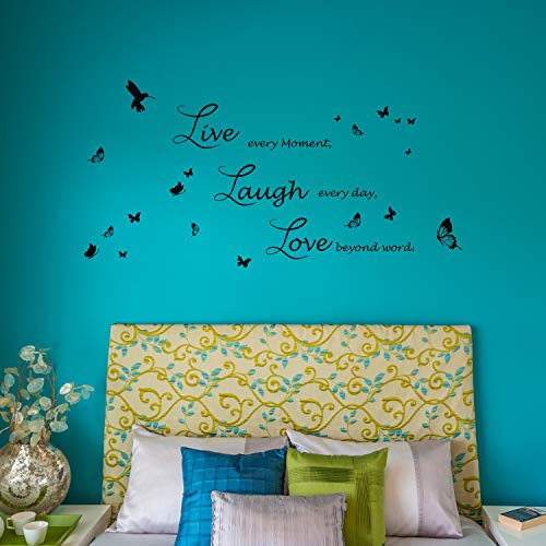Walplus Wand Aufkleber Lucida Live Laugh Love abnehmbaren selbstklebend Wandbild Kunst Abziehbilder Vinyl Home Dekoration DIY Living Schlafzimmer Décor Tapete Kinder Zimmer Geschenk, Schwarz