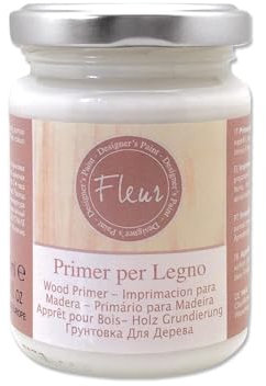 FLEUR DESIGNER'S PAINT | Fondo Acrilico, Adatto per Superfici Porose e Assorbenti, Fleur Primer P01, Legno, Colore Bianco, Made in Italy, Formato 130 ml