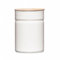 Riess, 2172-212, Vorratsdose mit Eschenholzdeckel, Durchmesser 8 cm, Höhe 12 cm, Inhalt 525 ml, PURE WHITE, KITCHEN-MANAGEMENT, Truehomeware, Emaille