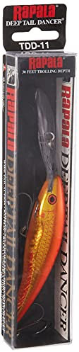 Rapala - Deep Tail Dancer Angelköder - Angelzubehör aus Balsaholz - Stabile Tauchschaufel - Süßwasser Spinnköder - Lauftiefe 9m - Fischköder 11cm, 22g - Hergestellt in Estland - Orange Tiger UV