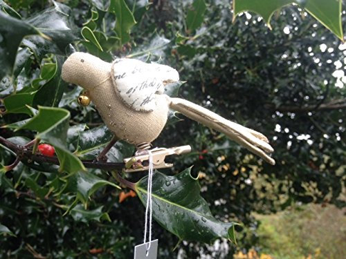 Gisela Graham Musik/Sackleinen Vogel auf einem Clip Weihnachten Ornament Christbaumkugel