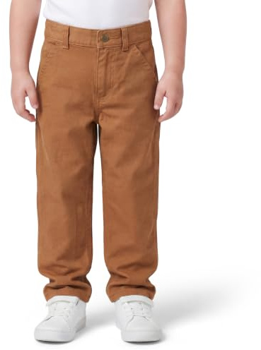 Carhartt Little Boys' Toddler Washed Duck Dungaree Pant, Carhartt Brown, 4T
