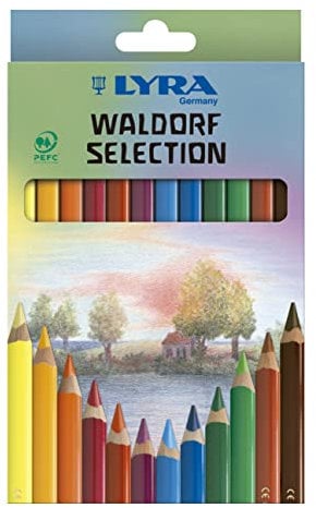 LYRA Super Ferby Waldorf Selection Kartonetui mit 12 Farbstiften, Ergonomisch dreiflächige Form, Sortiert, Rot, 12 Farbstifte Waldorf Selection, 3721123