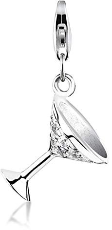 Nenalina Sektglas Karabiner Charm Anhänger für Bettelarmband aus 925 Sterling Silber 716008-019