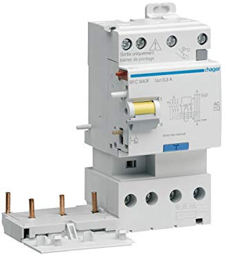 bloc différentiel - 2 sorties - 3 pôles + neutre - 25a - 300 ma - hager bfc925f