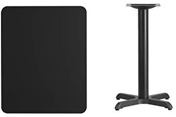 Flash Furniture Stiles 24'' x 30'' Rectangular Black Laminate Table Top with 22'' x 22'' Table Height Base