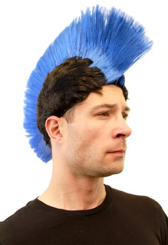 WIG ME UP - LM-420-P103/PC3 Karneval: Perücke Punk Mohawk Irokese Iro Anarchie blau