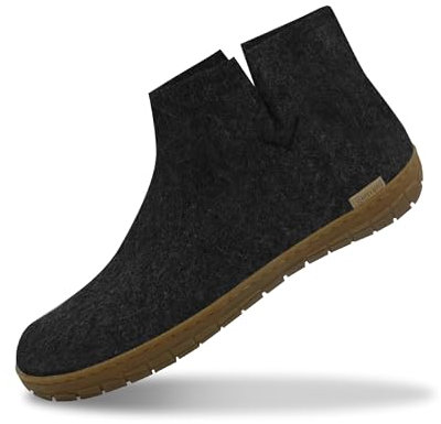 GLERUPS Indoor Shoes Men & Women (Black) | Unisex Wool Slippers with Leather Sole | Comfy Slippers Women Men | Cosy Gents and Ladies Slippers