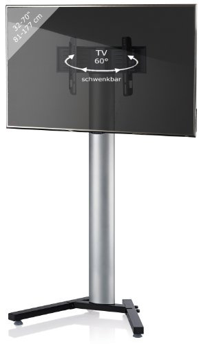 VCM TV-Standfuß LED Ständer Fernseh Standfuss Alu Glas Stahl Universal Universell Schwenkbar Drehbar VESA Stadino Maxi