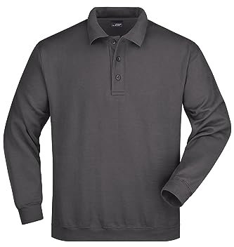 James & Nicholson Polo Sweatshirt - Klassischer Sweat mit gestricktem Polokragen | Farbe: Carbon | Grösse: M