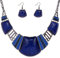 YAZILIND Vintage ethnischen tibetischen Sliver Türkis Bib Kragen Ohrringe Halskette Schmuck Set Frauen (Blau)