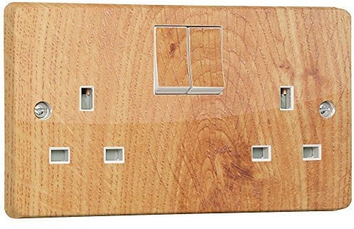 stika.co Wood Effect Power Outlet Sticker Double - Full Wrap Skin Sticker for Crabtree 4306 Cover - Self-Adhesive Vinyl