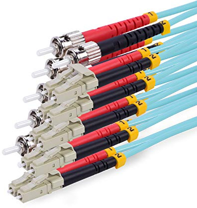 TPFNet Premium 5er Pack 0,5m LWL Glasfaser Fiber Patchkabel ST/LC OM3 Duplex Multimode 50/125µm 10 Gb