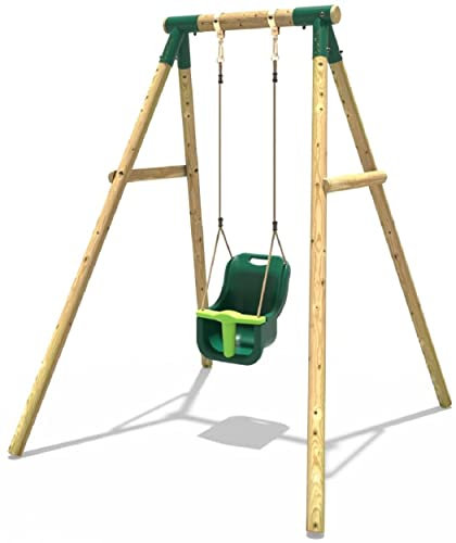 Rebo Baby Wooden Garden Swing Set - Pluto Age 3+ | OutdoorToys | Strong and Sturdy Children's Swing Set, Pressure Treated Timber, Soft-Feel Ropes, Baby Swing Seat